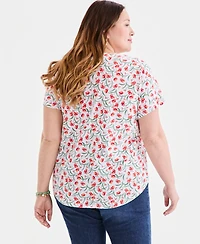 Style & Co Plus Printed Short-Sleeve Crewneck T-Shirt, Macy's Exclusive