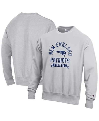 Champion Men's Heather Gray New England Patriots Reverse Weave Fleece Pullover Sweatshirt