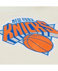 Mitchell & Ness Men's Cream New York Knicks Hardwood Classics Chainstitch Premium Fleece Hoodie
