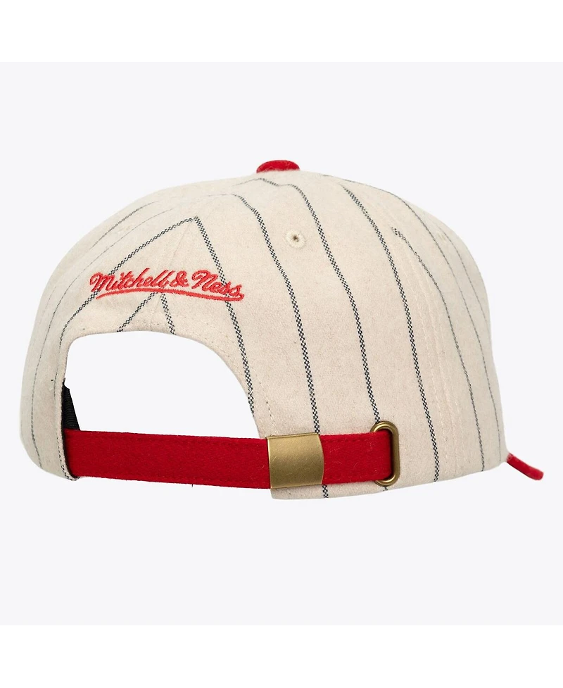 Mitchell & Ness Men's and Women's Cream Boston Red Sox Vintage Ground Melton Wool Pinstripe Adjustable Hat