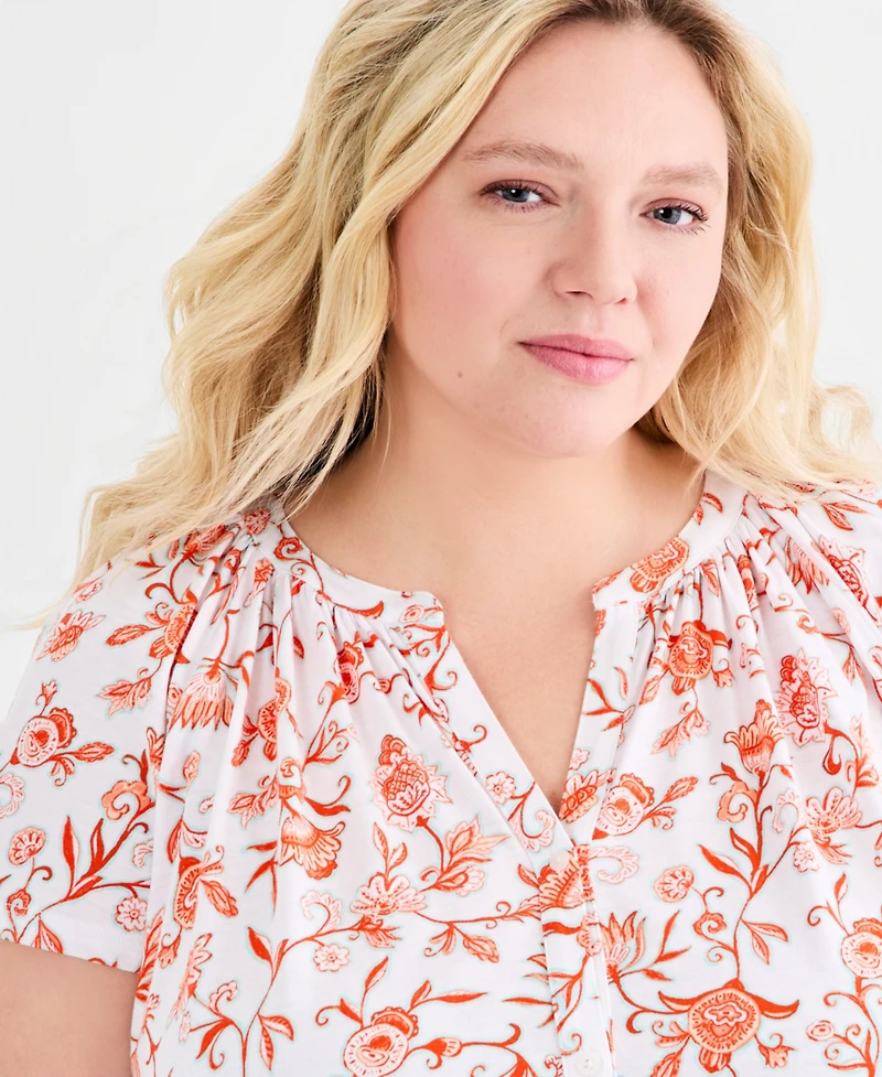 Style & Co Plus Relaxed Flutter-Sleeve Blouse, Macy's Exclusive