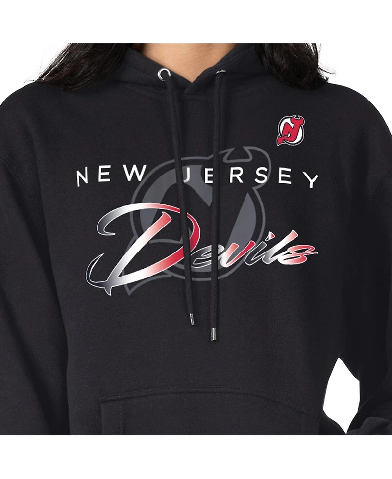 G-iii 4Her by Carl Banks Men's Black New Jersey Devils Shadow Logo Fleece Pullover Hoodie