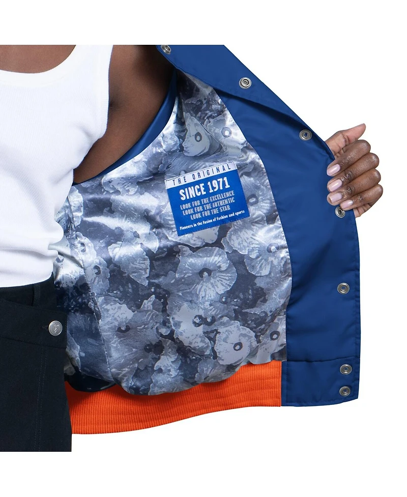 Starter Women's Blue/White Denver Broncos Raglan Blitz Full-Snap Varsity Jacket