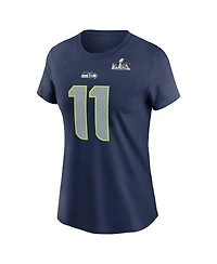 Nike Women's Jaxon Smith-Njigba College Navy Seattle Seahawks Super Bowl Lx Patch Name Number T-Shirt
