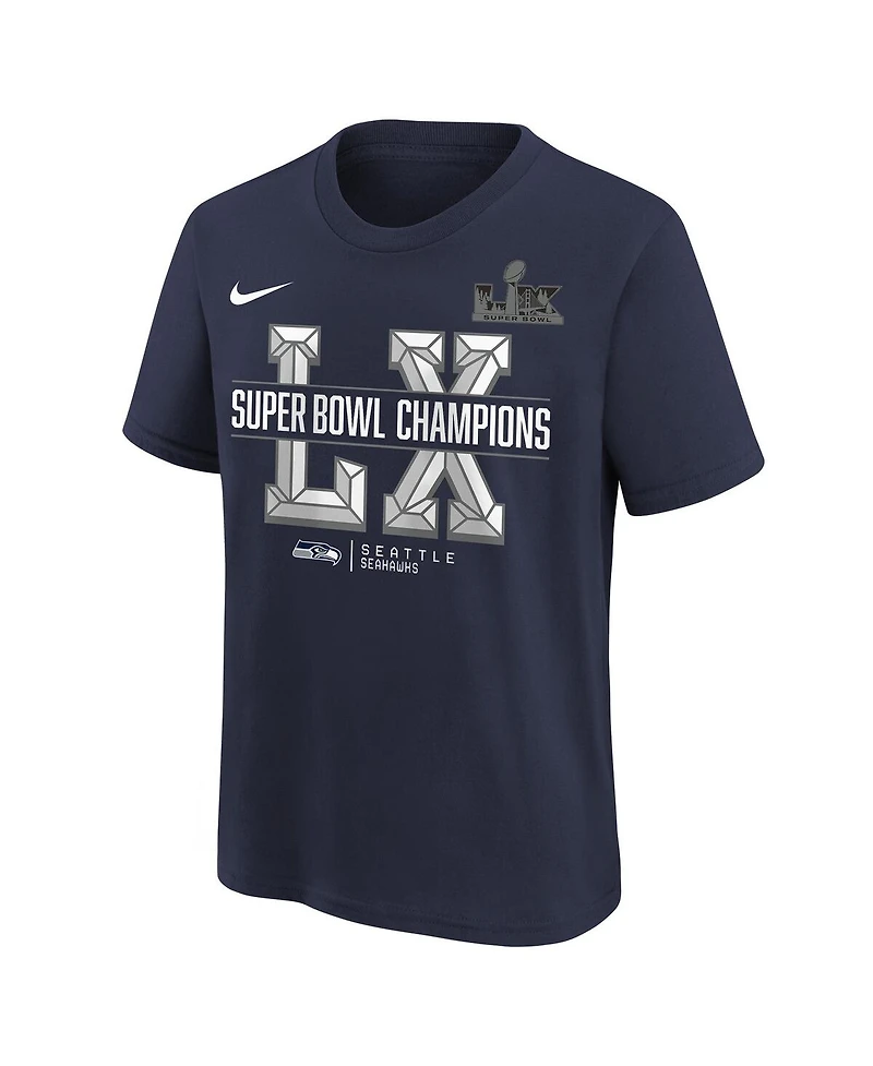 Nike Big Boys and Girls College Navy Seattle Seahawks Super Bowl Lx Champions T-Shirt