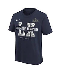 Nike Big Boys and Girls College Navy Seattle Seahawks Super Bowl Lx Champions T-Shirt