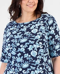 Style & Co Plus Cuffed Elbow-Sleeve Top, Macy's Exclusive