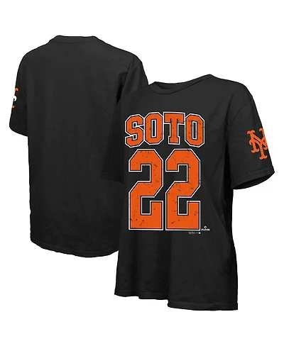 Majestic Threads Women's Juan Soto Black New York Mets Oversized Name Number T-Shirt