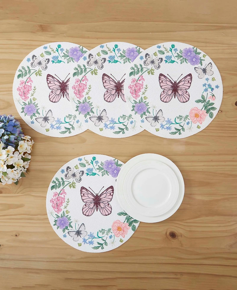 Avanti Meadow Woven Braided Round Placemats, Set of 4