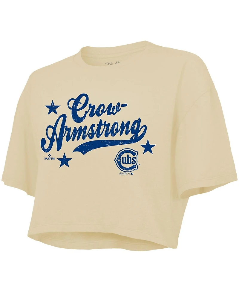 Majestic Threads Women's Pete Crow-Armstrong Cream Chicago Cubs Boxy Crop Top