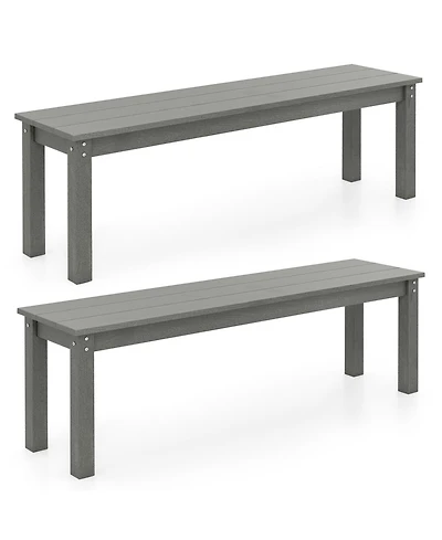 Gymax 2PCS 55'' Hdpe Outdoor Bench Weatherproof Backless Patio Garden Bench