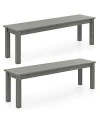 Gymax 2PCS 55'' Hdpe Outdoor Bench Weatherproof Backless Patio Garden Bench