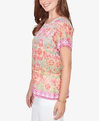 Ruby Rd. Petite Floral Damask Print Knit T-shirt