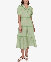 Ruby Rd. Petite Textured Stripe Tiered Maxi Dress
