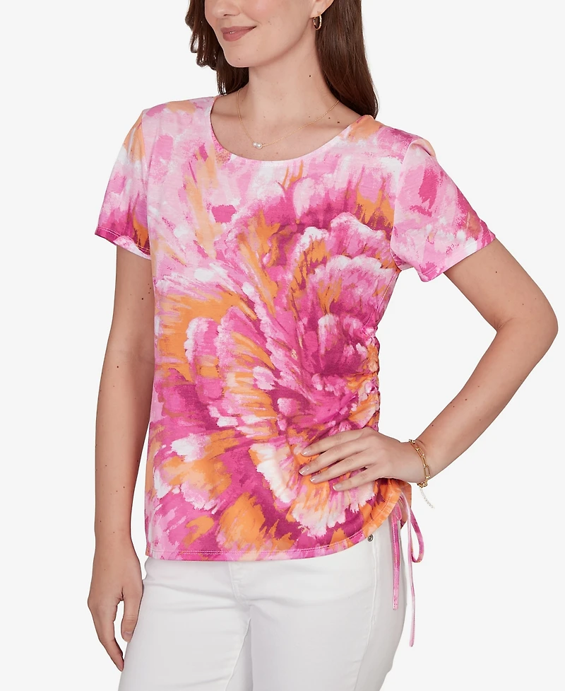 Ruby Rd. Petite Bold Watercolor Floral Knit T-shirt