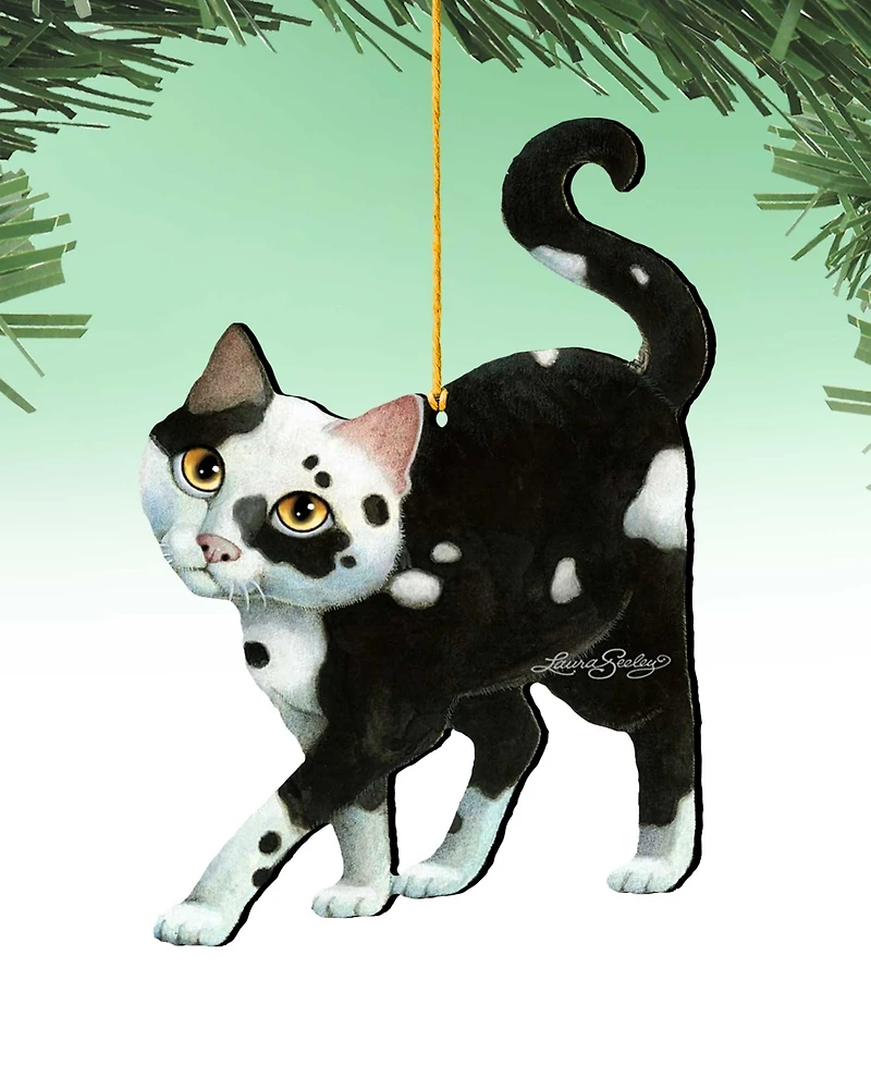 Designocracy Cookie and Creme Cat Holiday Ornaments, Set of 2