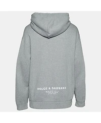Pre-Owned Dolce & Gabbana Men's Pre-Owned Dolce and Gabbana Grey Graffiti Logo Print Jersey Hoodie