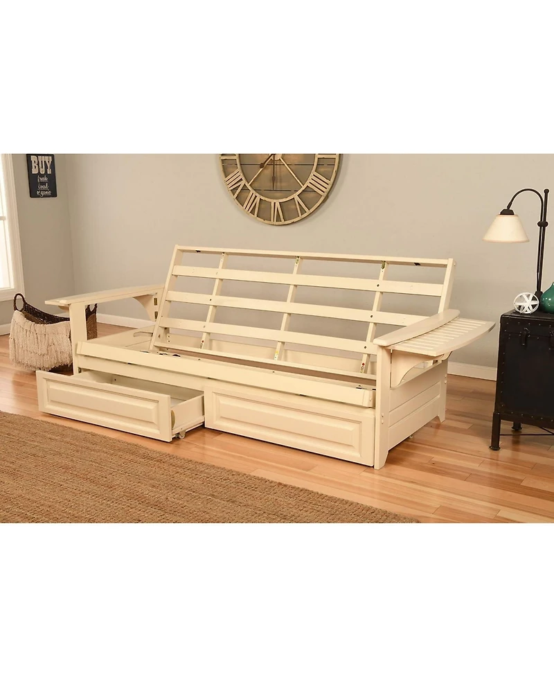 Kodiak Phoenix Frame/Antique White Finish/Marmont Mocha Mattress/Storage Drawers