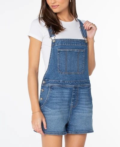 Celebrity Pink Women's Square Neck Denim Shortalls