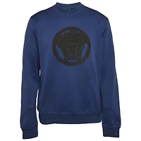 Pre-Owned Versace Men's Medusa Leather Trim Knit Crewneck Sweatshirt