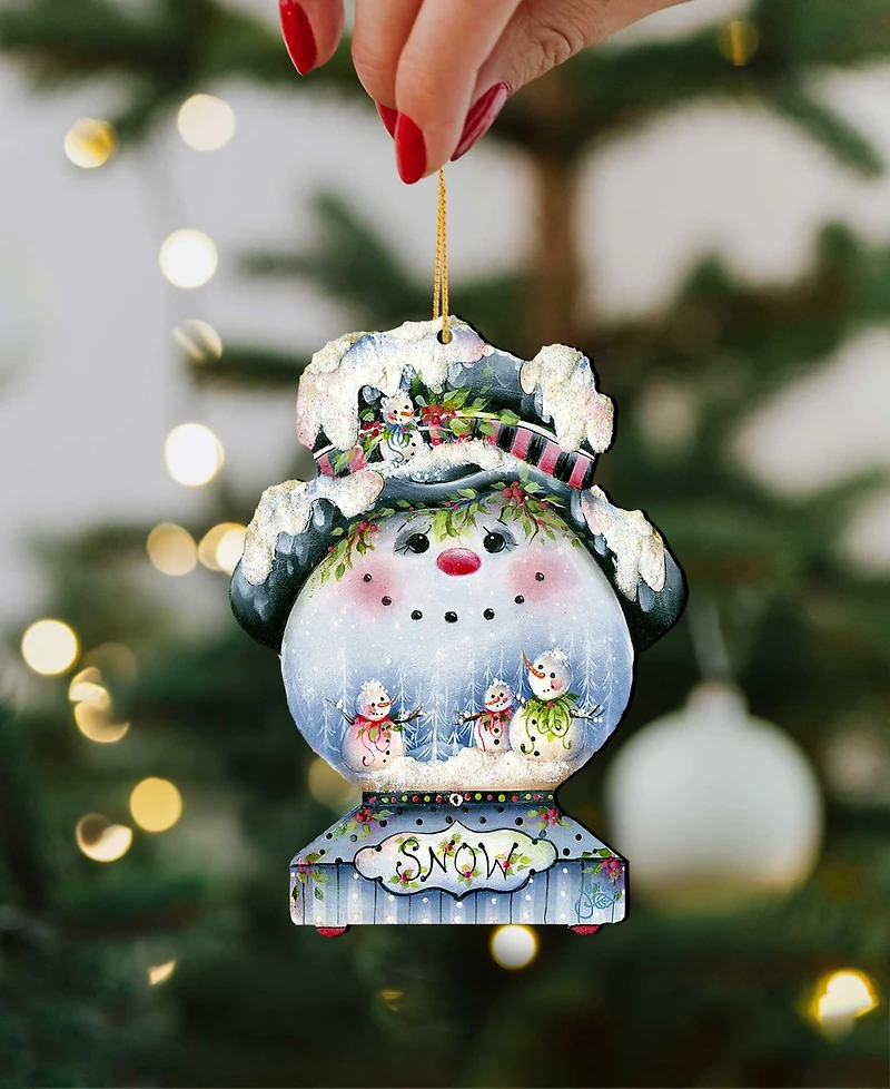 Designocracy Joe Cool Snow Globe Holiday Ornaments, Set of 2