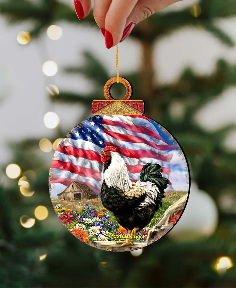 Designocracy Morning In America Holiday Ornaments, Set of 2