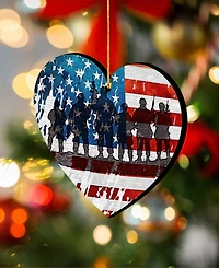 Designocracy Usa Military-Inspired Heart Holiday Ornaments, Set of 2