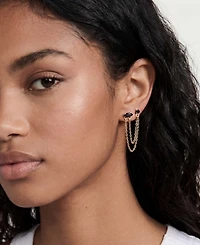 Ettika Double Piercing Chain Dangle Earrings