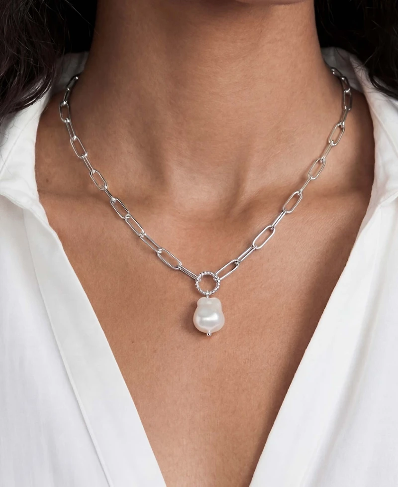 Ettika Single Pearl Chain Necklace
