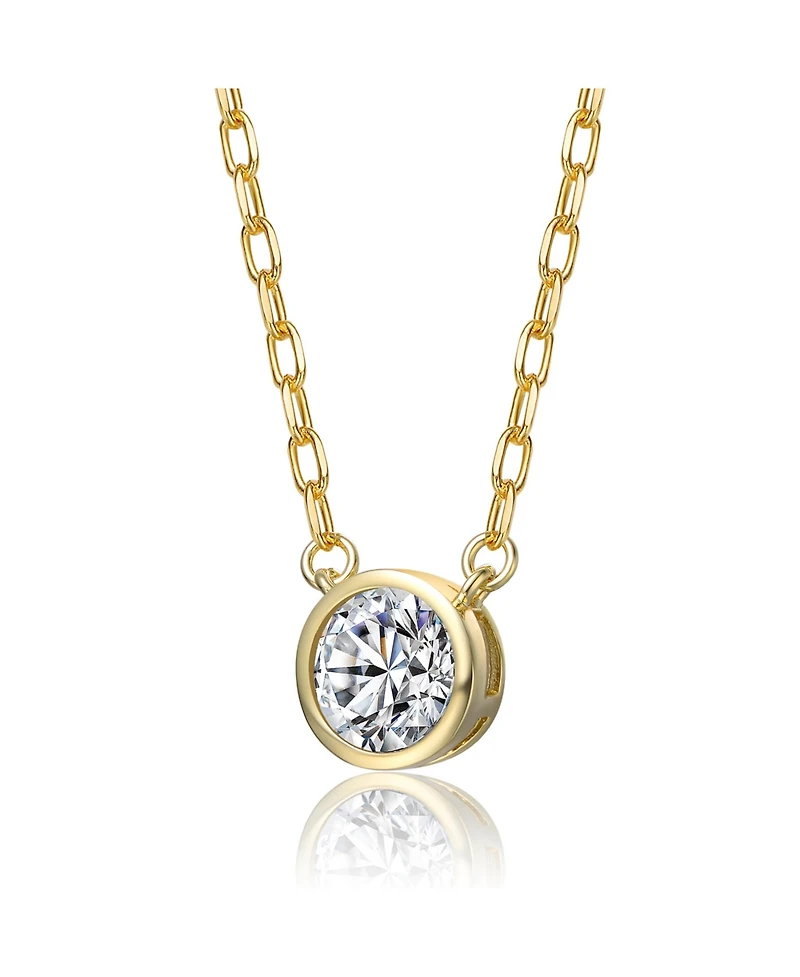 Elegant Clear Cubic Zirconia Round Stud Necklace