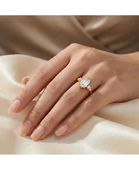 14K Gold Plated with Clear Cubic Zirconia Cocktail Ring