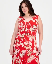 Anne Klein Essentials Plus Faux-Placket A-Line Dress