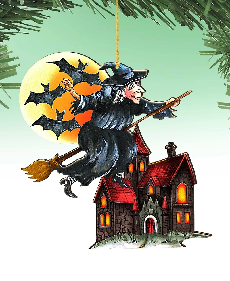 Designocracy Christmas Witch Holiday Ornaments, Set of 2
