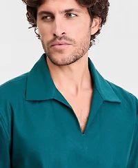 Alfani Men's Short-Sleeve Linen-Blend Johnny Collar Shirt, Macy's Exclusive