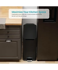 Home Zone Living 8 Gallon Slim Stainless Steel Kitchen Trash Can with Step Pedal and Soft Close Lid