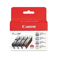 Canon Cli-221CL Combo 4-Pack of Black, Cyan, Magenta, and Yellow Ink Tanks for Select Pixma iP, Mp, Mx Series Printers
