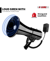5 Core Megaphone 50W Bullhorn 1100 Yards Loud Siren Maker w Adjustable Volume for Soccer Coaches