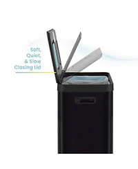 Home Zone Living 19 Gallon Stainless Steel Dual Trash and Recycling Can with CleanAura Odor Control Soft Close Lid