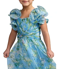 Mac Duggal Big Girls Chiffon Ruffle Shoulder Dress
