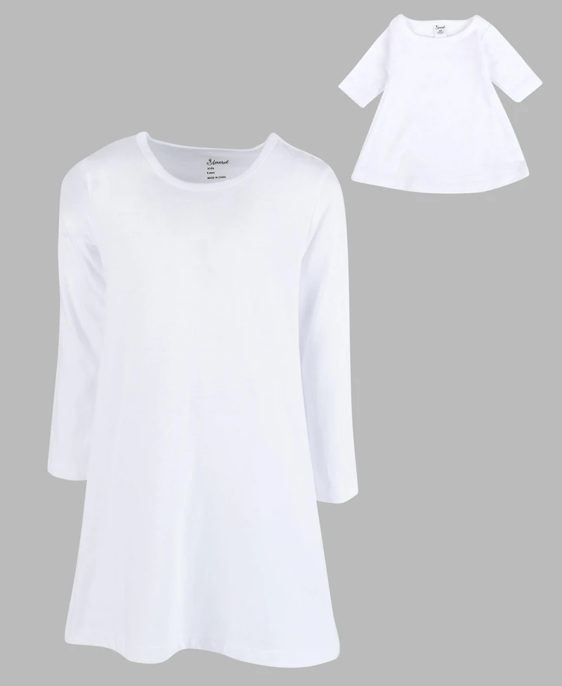 Leveret Toddler Girls Matching Doll Long Sleeve Cotton Crew Neck A-Line Dress