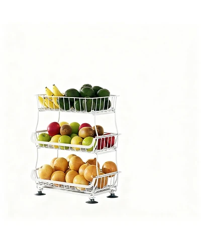 Yigii 3-Tier Rolling Pantry Cart with Lockable Wheels for Kitchen Storage