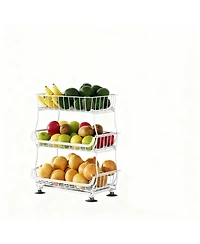 Yigii 3-Tier Rolling Pantry Cart with Lockable Wheels for Kitchen Storage