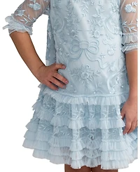 Mac Duggal Big Girls Micro Ruffle Embroidered Mini Dress