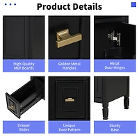 Sillysis Bathroom Vanity with Sink, Freestanding Solid Wood & Mdf Cabinet, Flip Drawer Adjustable Shelf for Storage