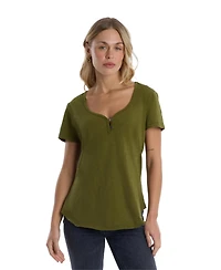 Wilt Clothing Women's V-Neck Henley Short Sleeve Tee