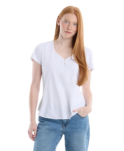Wilt Women's Clothing V-Neck Henley Short Sleeve Tee