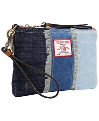 True Religion Frayed Panel Denim Pouch Wristlet