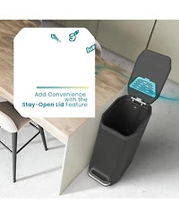 Home Zone Living 13 Gallon Slim Stainless Steel Kitchen Trash Can with CleanAura Odor Control and Soft Close Lid