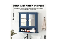 Slickblue Wall Mounted Mirror Cabinet with Storage Shelf and Doors