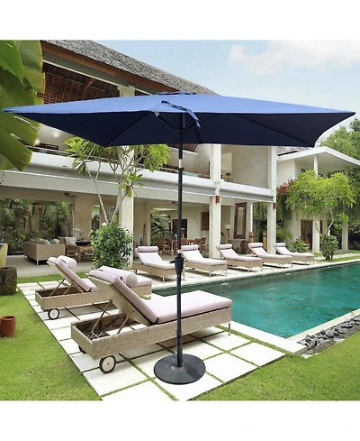 Clihome 6 x 9 ft Fabric Waterproof Crank Tilt Patio Umbrella